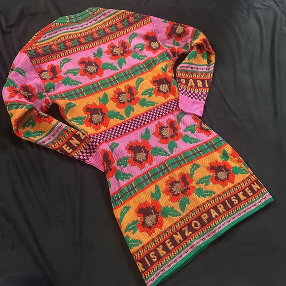 Kenzo Crewneck Multicolor Patterned Sweater Dress NWT size Large - Picture 5 of 6